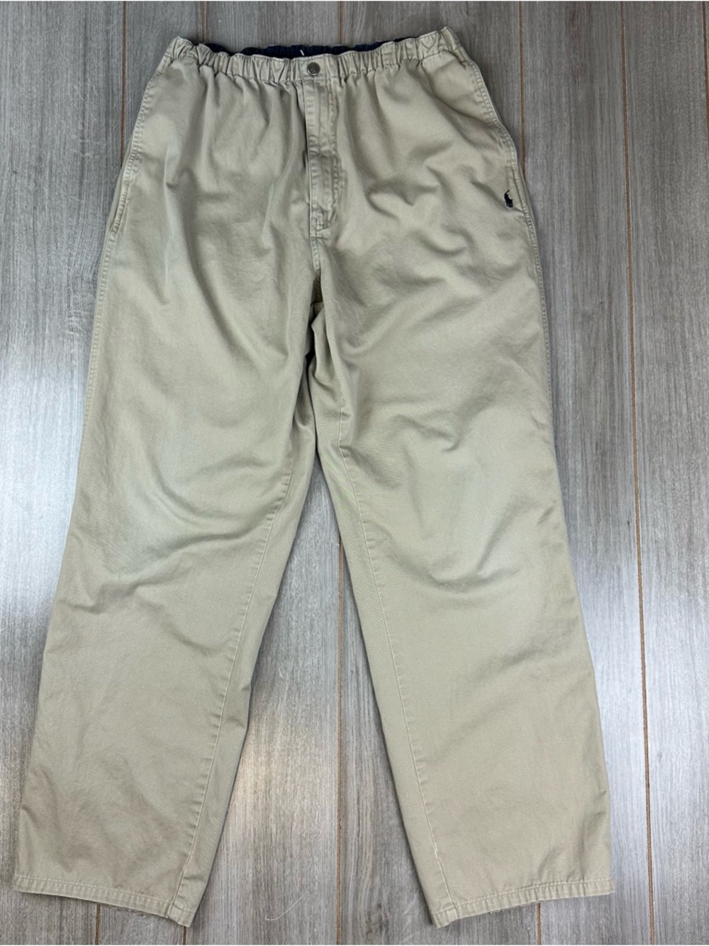 VTG 90s Polo Ralph Lauren Drawstring Chino Pants Elastic Men L 34x30 Khaki Beige